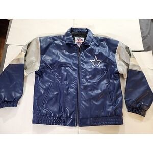 VINTAGE 90s NFL Dallas Cowboys Game‎ Day Essex Mfg. PVC Vinyl Jacket Coat Sz Lg
